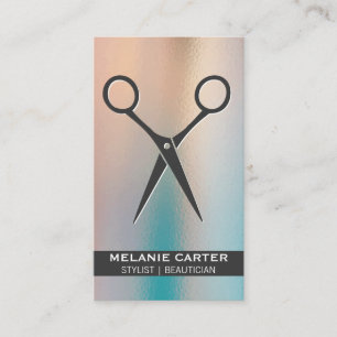 Salon Scissors Glass Background Business Card