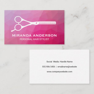 Salon Scissors   Magenta Geometric Business Card