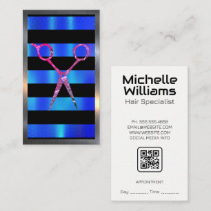 Salon Scissors   Metallic Stripes Appointment Card