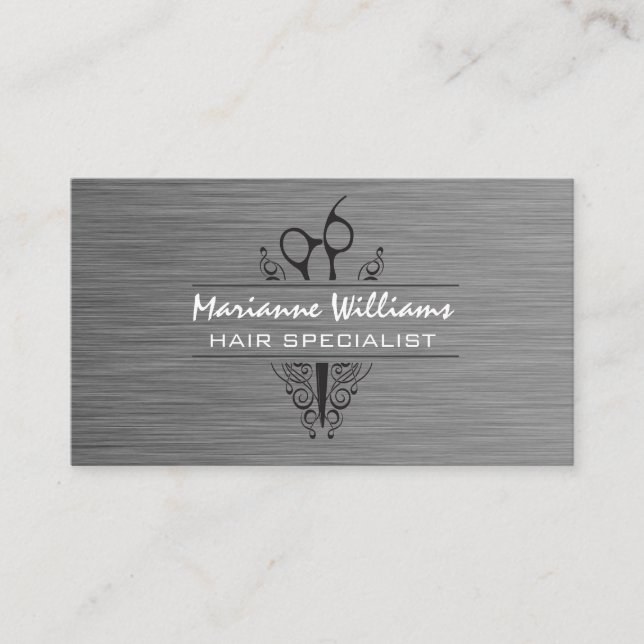 Salon Scissors | Metallic Texture Business Card (Front)