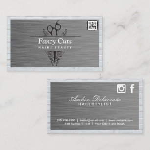 Salon Scissors   Steel and Brick   QR Code Business Card