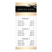 salon service menu gold stripes modern chic
