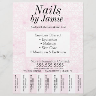 Salon Service Pink Gold Business Tear Off Strips  Flyer
