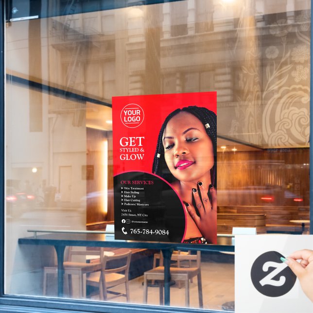 Salon Services Editable Custom Window Cling (Cafe Window)