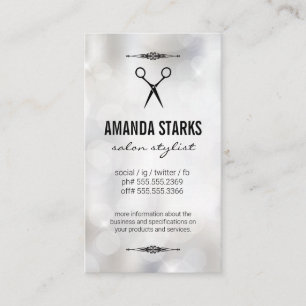 Salon Shears Bokeh Sparkle Background Business Card