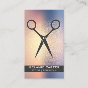 Salon Shears Glitter Blend Background Business Card
