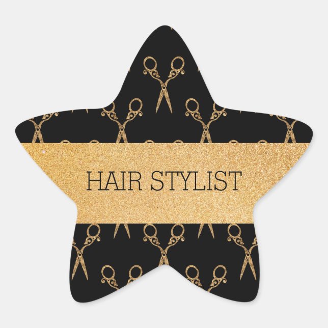 Salon Shears Glitter Hair Stylist Star Sticker (Front)