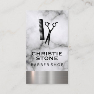 Salon Shears Marble Metal Trim Business Card