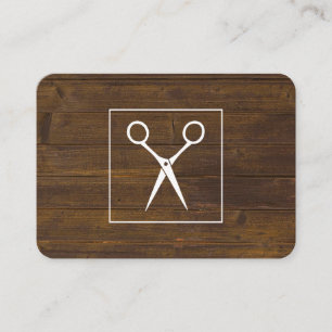 Salon Shears Rustic Wood Appointment Card