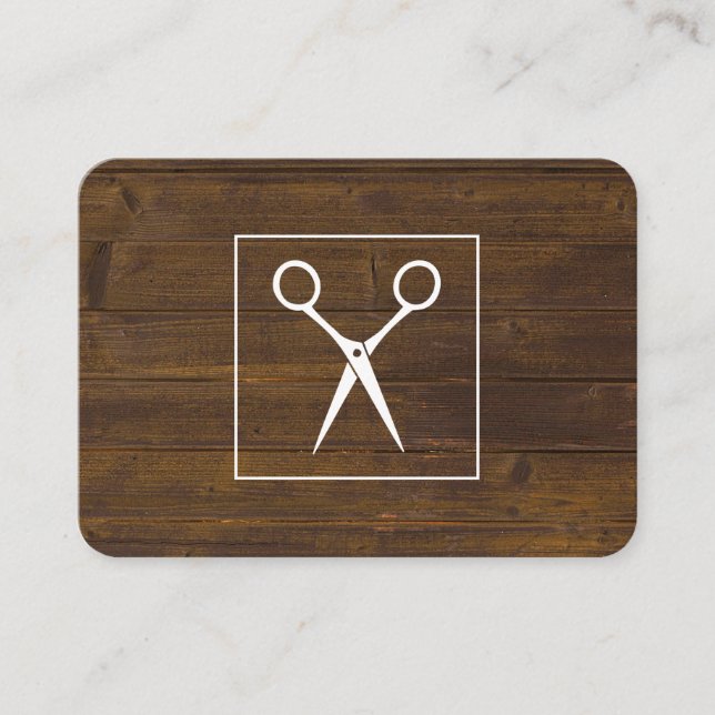Salon Shears Rustic Wood Appointment Card (Front)