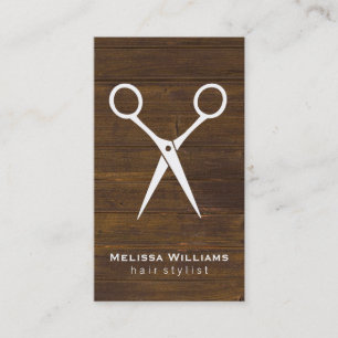 Salon Shears Wood Business Card