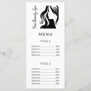 Salon simple black and white price service menu