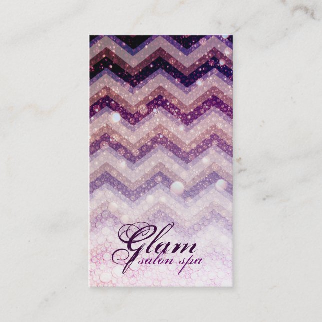 Salon Spa Business Card Chevron Purple Shiny (Front)