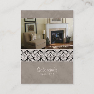 Salon Spa Business Card Damask Template Beige