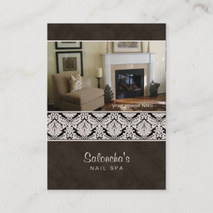 Salon Spa Business Card Damask Template Brown