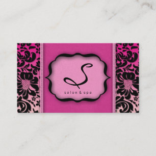 Salon Spa Business Card Pink Damask Floral