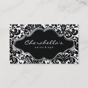 Salon Spa Business Card Silver Platinum Damask