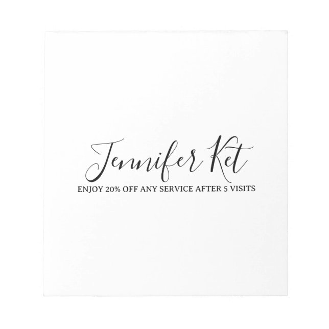 Salon spa business discount offer website visits a notepad (Front)