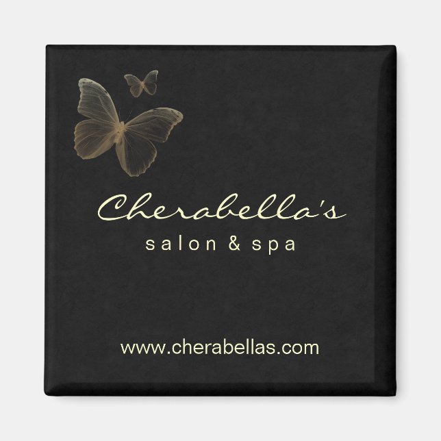 Salon Spa Butterfly Magnet Beige Black (Front)