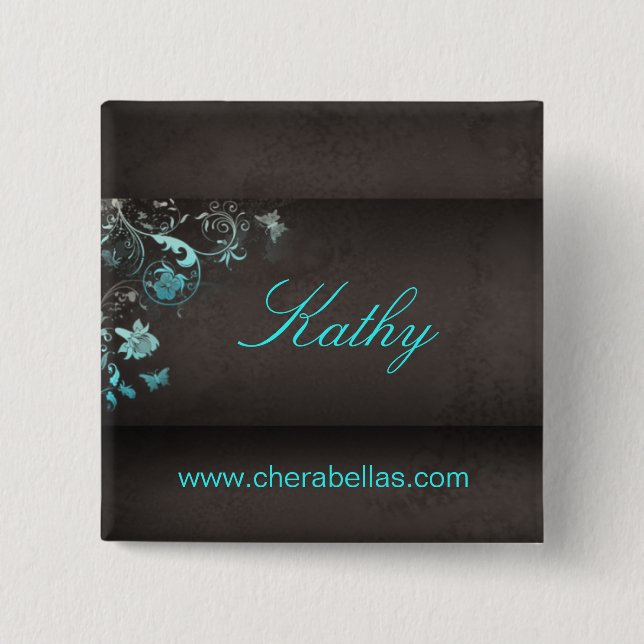 Salon Spa Butterfly Name Tag Button Brooch (Front)