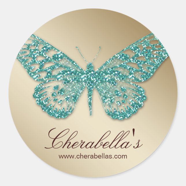 Salon spa butterfly sticker teal gold jewellery (Front)