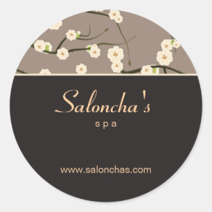 Salon spa floral cherry blossom sticker brown