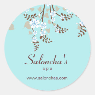 Salon spa floral cherry blossom sticker white blue
