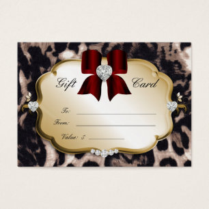 Salon Spa Gift Card Leopard Gold Wine Red
