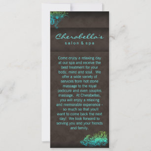 Salon Spa Invitation - Rack Card Floral Blue Green