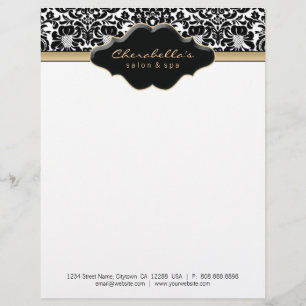 Salon Spa Letterhead Damask Beige