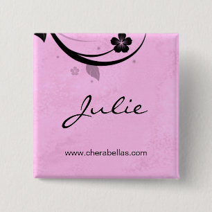 Salon Spa Name Tag Button Brooch watery pink