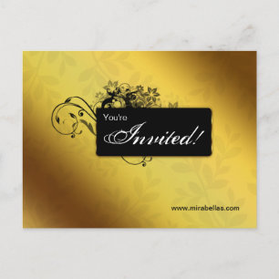 Salon Spa Postcard Invitation Gold Butterfly