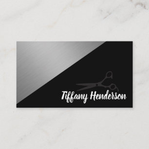 Salon Stylist / Silver Metallic Black Two Tone Business Card