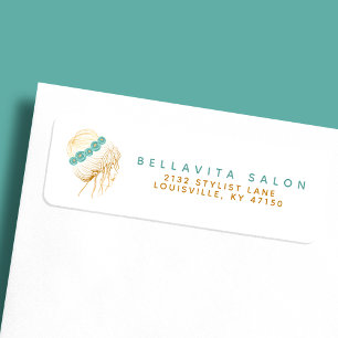 Salon Teal Gold Floral Hair Stylist Return Address Return Address Label