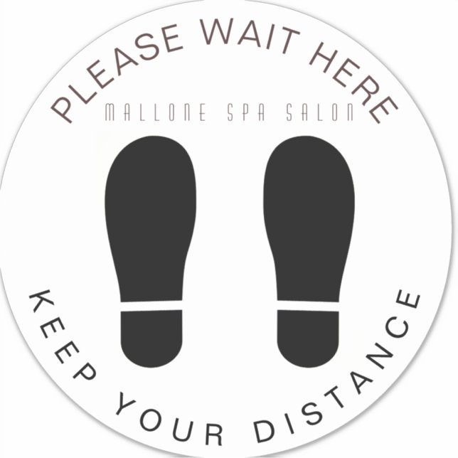 Salon Wait Here Keep your Distance Floor Sticker (Front)