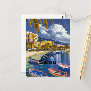 Salou Spain Travel Postcard Art, Spain Travel Post