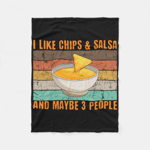 Salsa And Chips Intovert Retro Vintage Mexican Cin Fleece Blanket