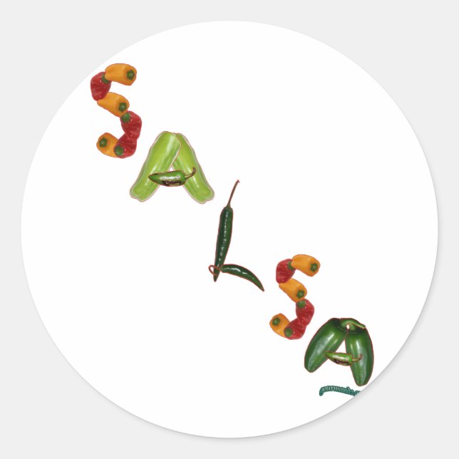 Salsa Chilli Peppers Classic Round Sticker (Front)