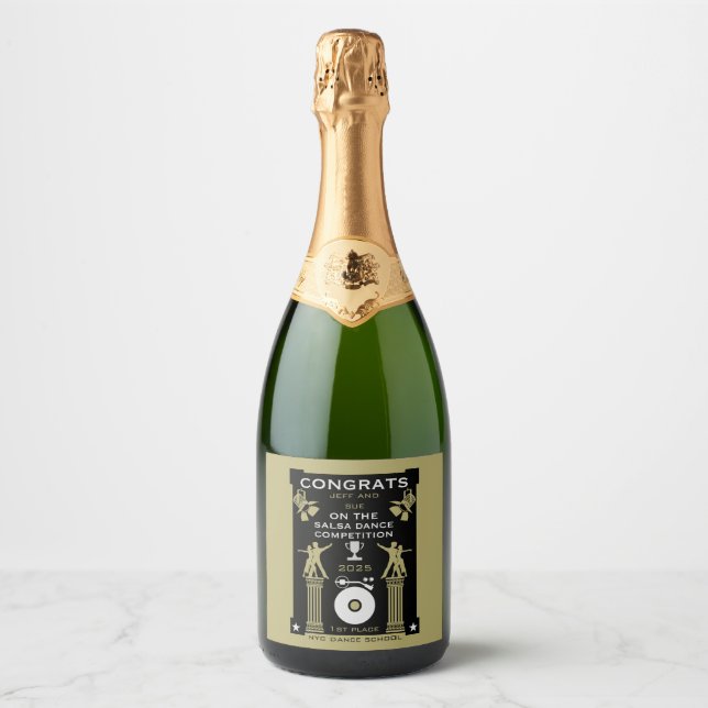 Salsa Dance Competition Winners Sparkling Wine Label (Front)