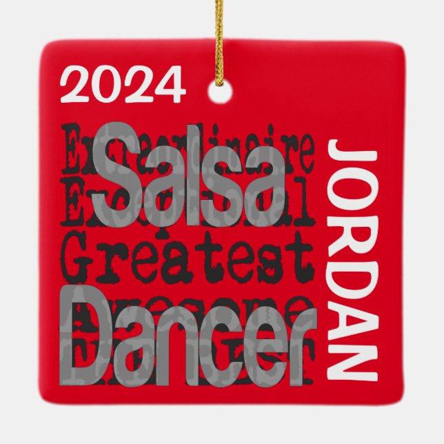 Salsa Dancer Extraordinaire CUSTOM Ceramic Ornament (Back)