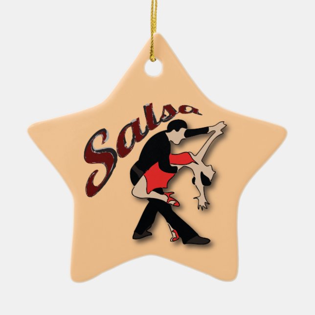 Salsa Dancers Ceramic Tree Decoration (Front)