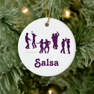 Salsa Dancers Silhouettes Dance Poses for Salsero Ceramic Ornament