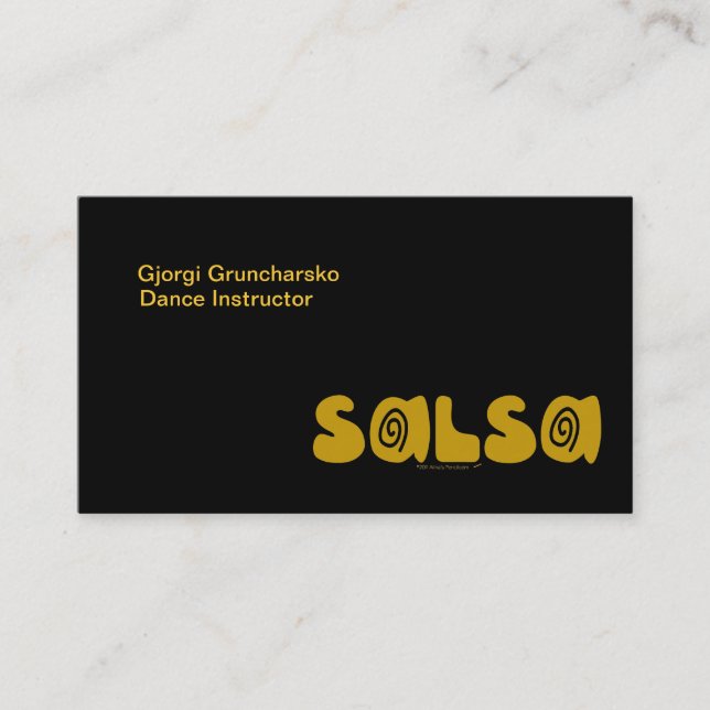 Salsa Dancing Gold Swirls Customisable Business Card (Front)