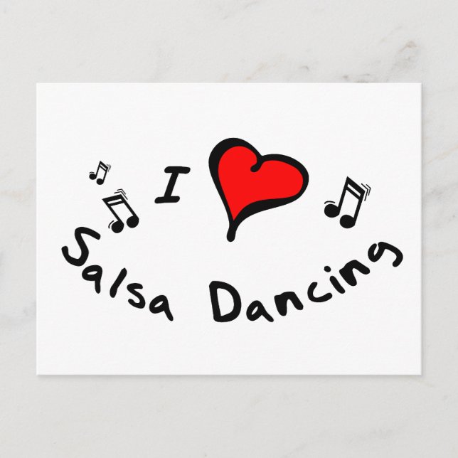 Salsa Dancing I Heart-Love Gift Postcard (Front)