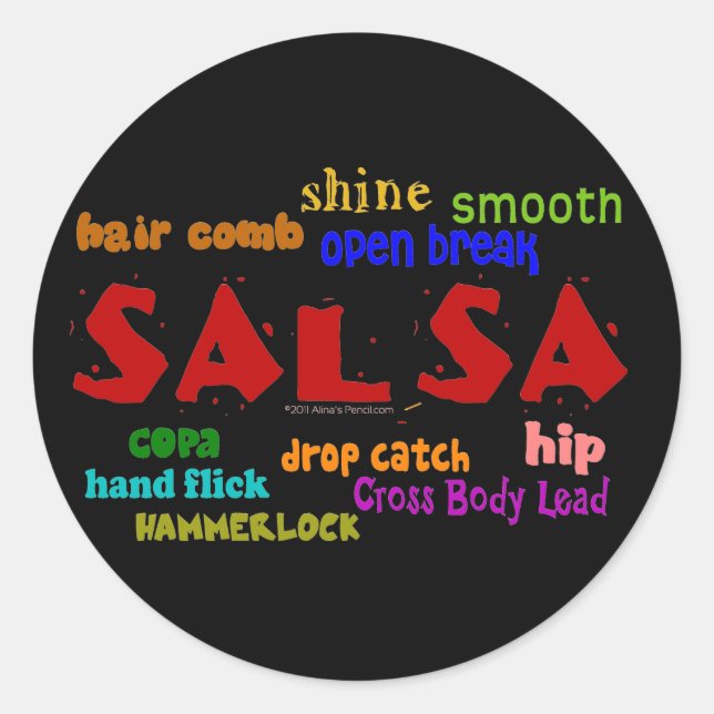 Salsa Dancing Lovers Dance Moves and Terms Classic Round Sticker (Front)