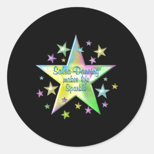 Salsa Dancing Makes Life Sparkle Stars Classic Round Sticker