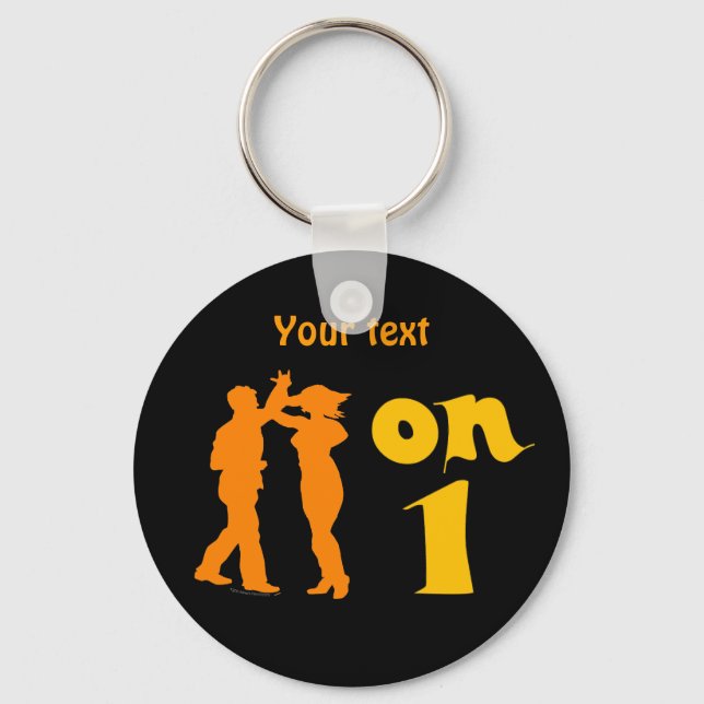 Salsa Dancing On One Silhouettes Customisable Key Ring (Front)