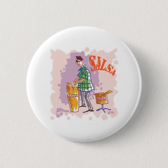 Salsa Drummer round button (Front)