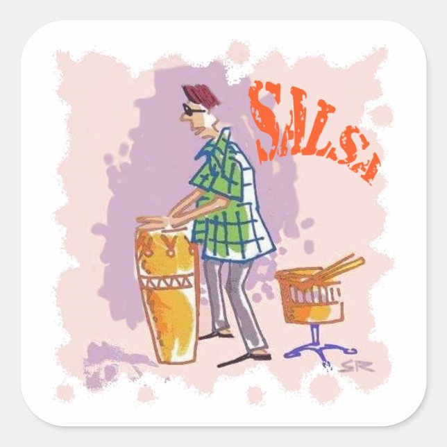Salsa Drummer square stickers (Front)