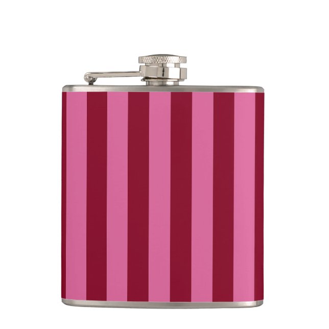 Salsa Flamingo Pink Stripe Hip Flask (Front)